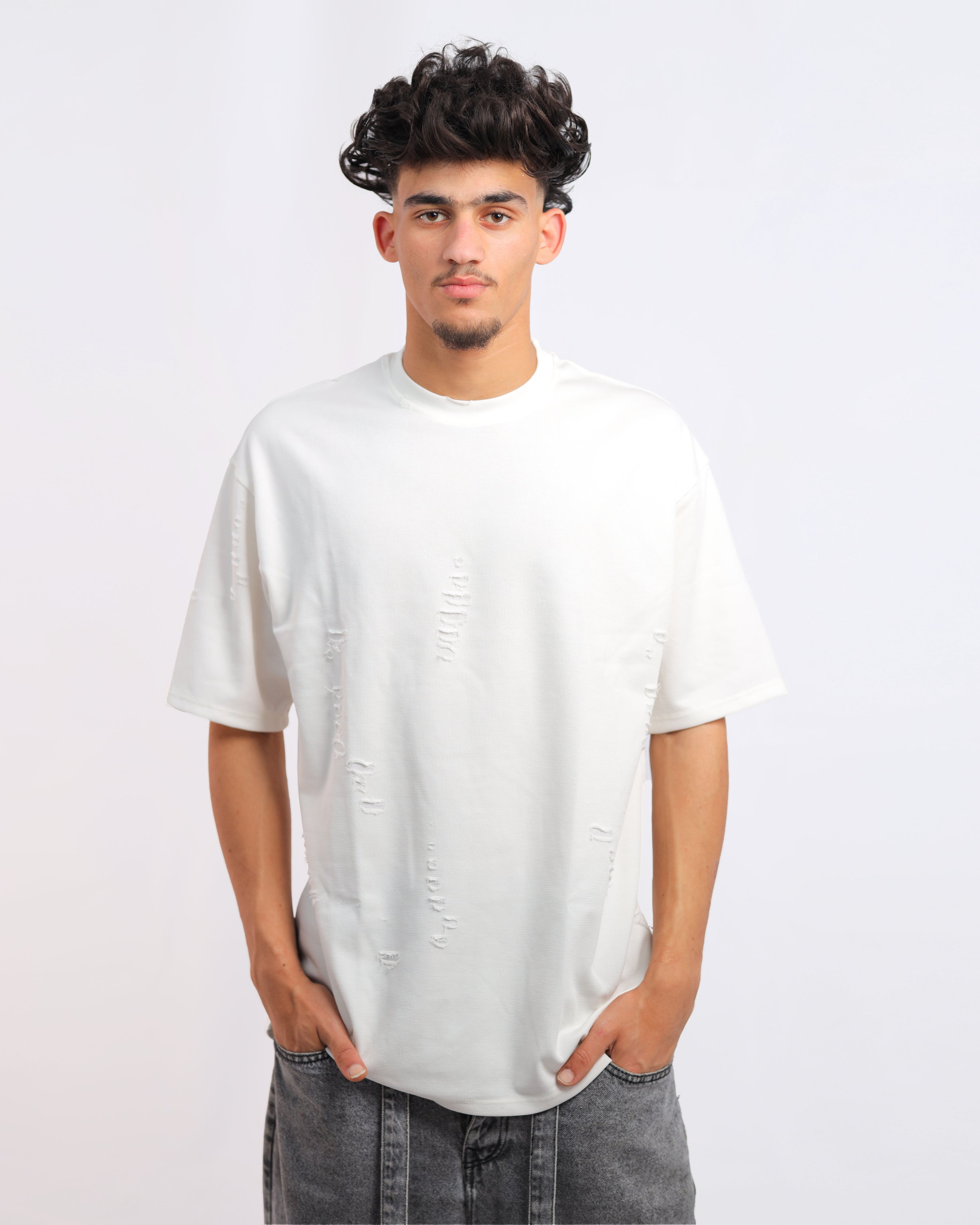 Men’s White Bolivar Cotton Cutting T-Shirt