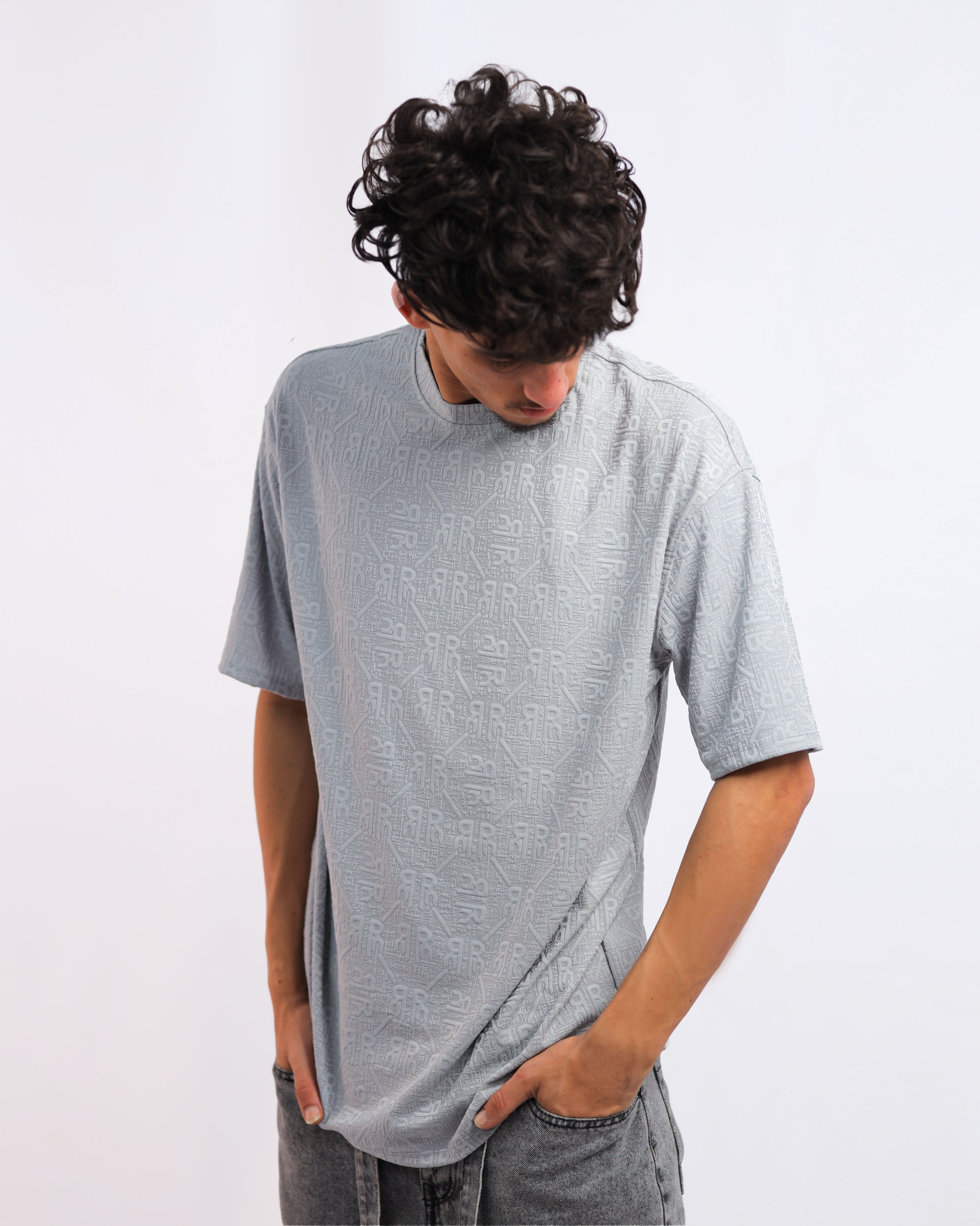 Men’s Grey Transfer Cotton T-Shirt