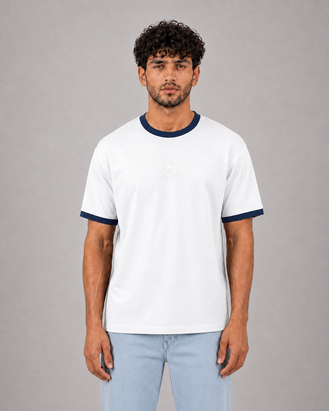 Nova Ringer Tee White x Navy