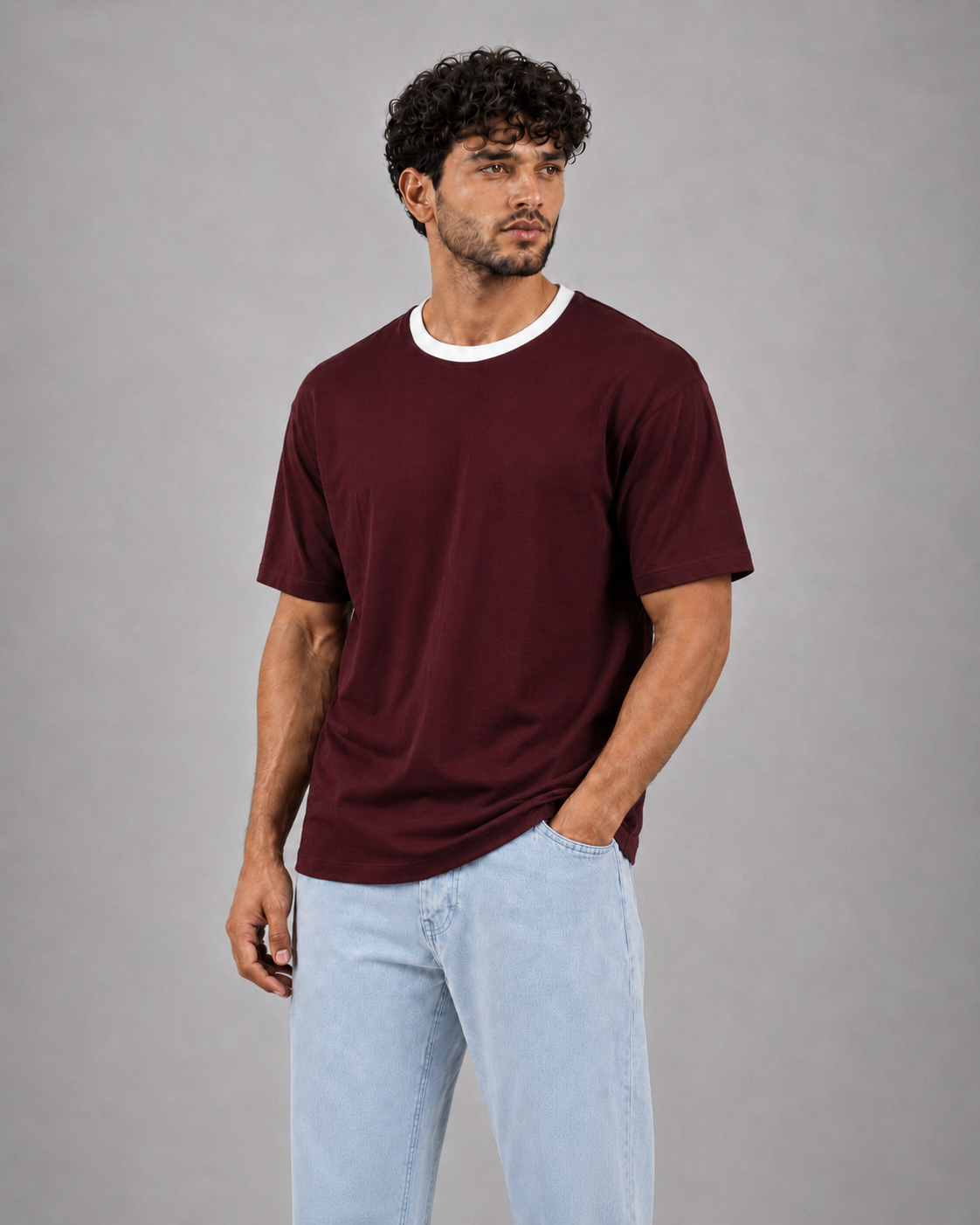 Classic Ringer Tee Burgundy x White