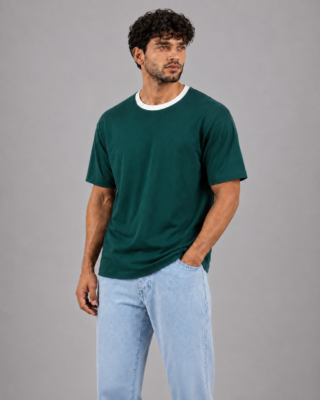 Classic Ringer Tee Dark Green x White