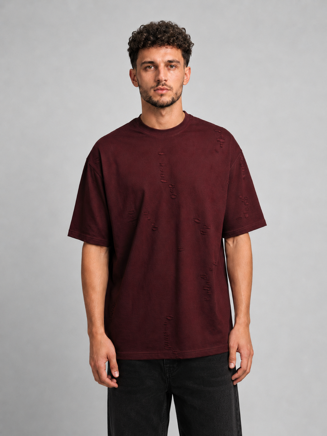 Men’s Burgundy Boulevard Cutting T-Shirt