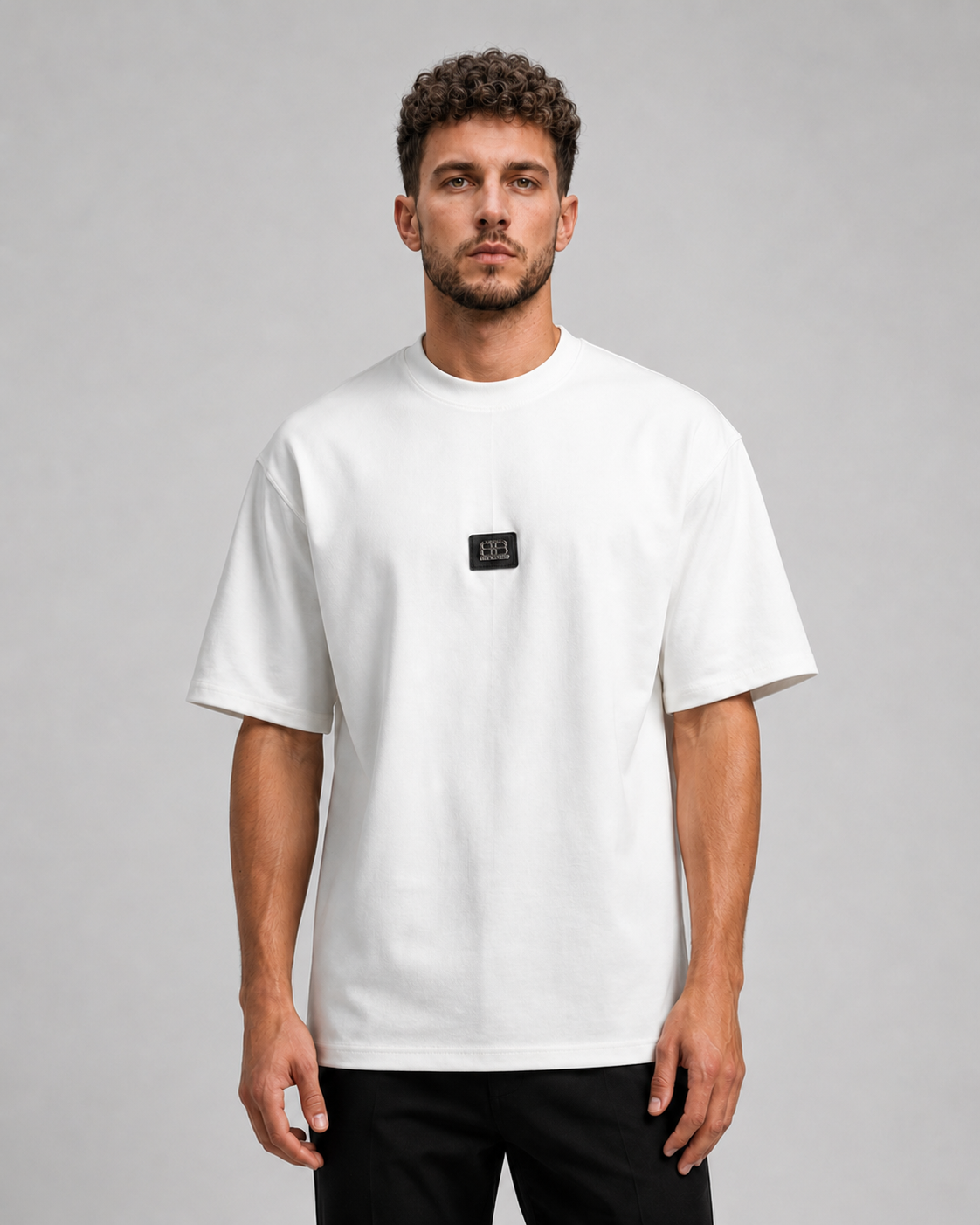 Men’s White Interlock Badge T-Shirt