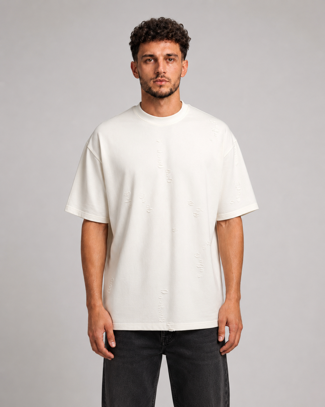 Men’s White Bolivar Cotton Cutting T-Shirt