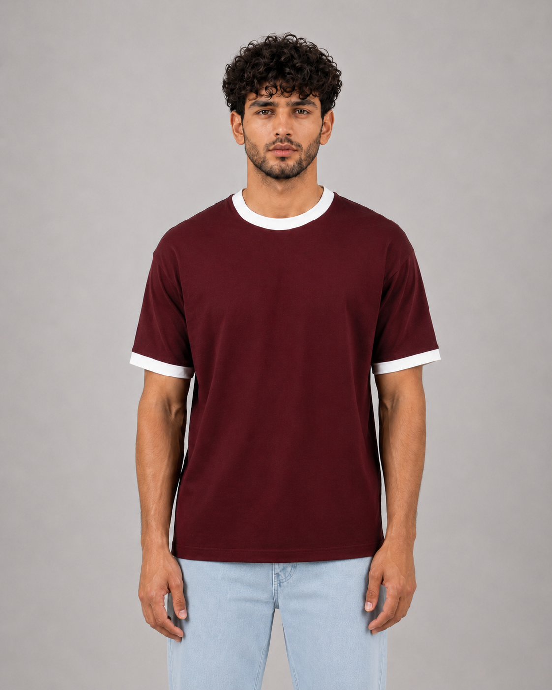 Ringer Tee Burgundy x White