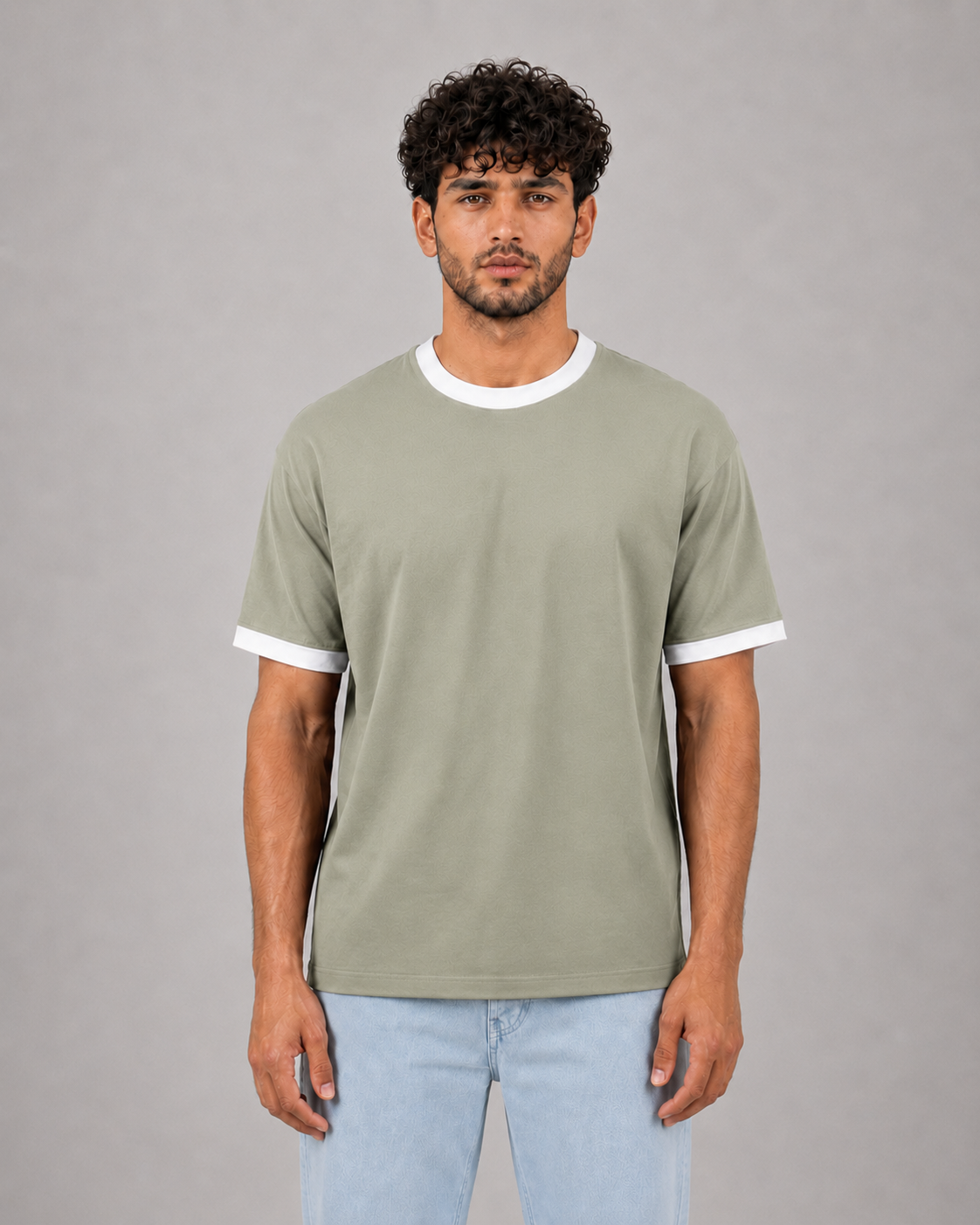 Ringer Tee Mint Green x White
