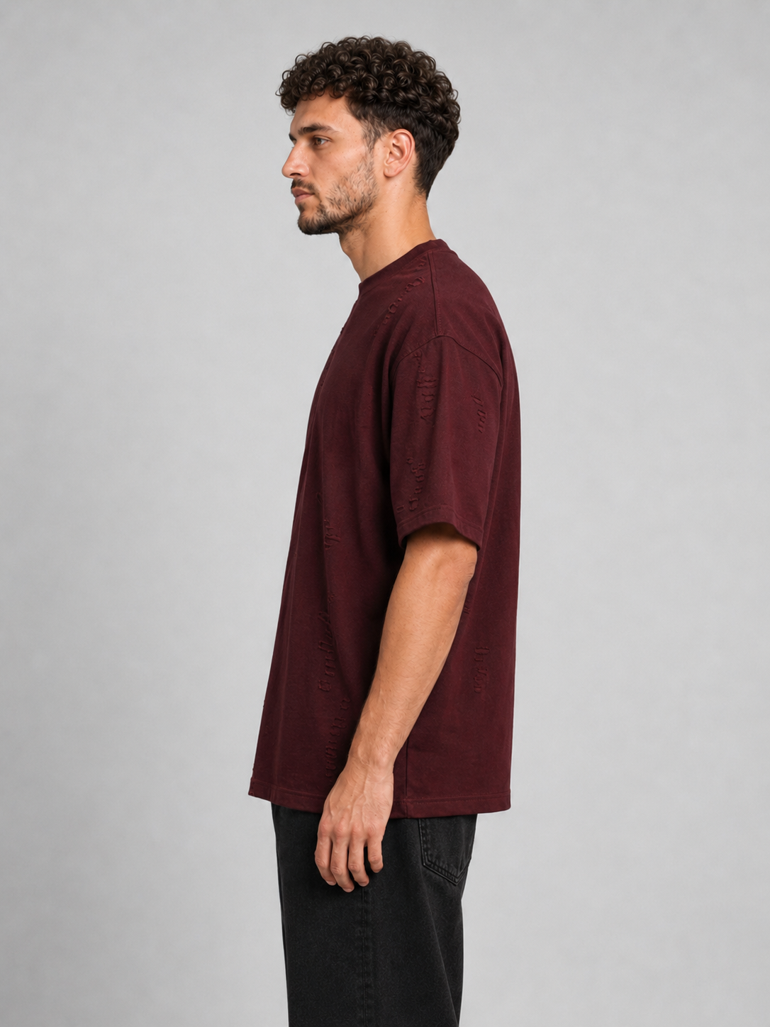 Men’s Burgundy Boulevard Cutting T-Shirt